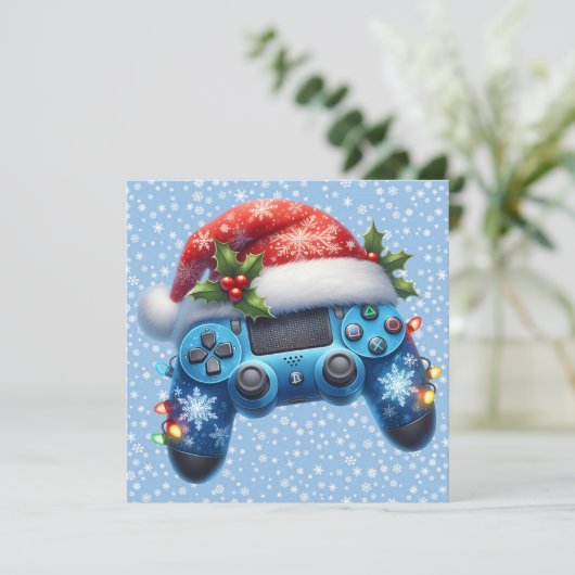 Weihnachtsmannmütze Game Controller Weihnachtskart (Stehend Vorderseite)