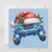 Weihnachtsmannmütze Game Controller Weihnachtskart (Vorderseite)