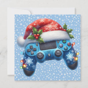 Weihnachtsmannmütze Game Controller Weihnachtskart