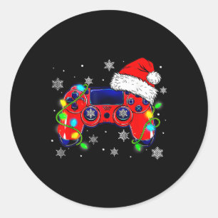 Weihnachtsmannmütze Gamer Bo Runder Aufkleber
