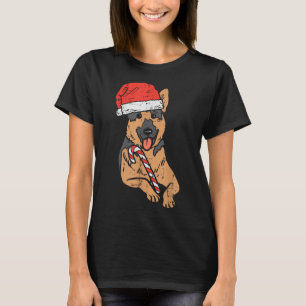 Weihnachtsmannmütze German Shepherd Dog Weihnachte T-Shirt