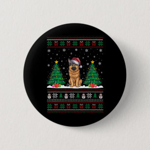 Weihnachtsmannmütze German Shepherd Dog Xmas Tree Button