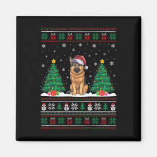 Weihnachtsmannmütze German Shepherd Dog Xmas Tree  Magnet