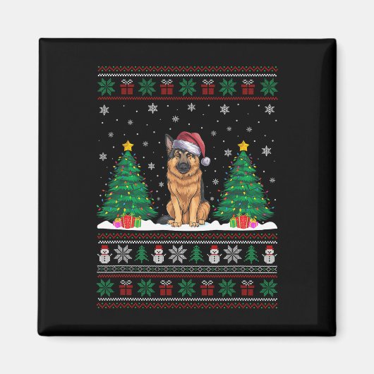 Weihnachtsmannmütze German Shepherd Dog Xmas Tree Magnet (Vorne)