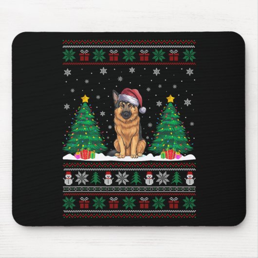 Weihnachtsmannmütze German Shepherd Dog Xmas Tree  Mousepad (Vorne)