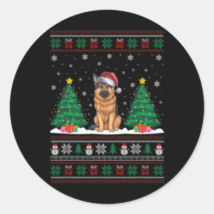 Weihnachtsmannmütze German Shepherd Dog Xmas Tree Runder Aufkleber