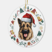 Weihnachtsmannmütze German Shepherd Weihnachtsfoto Keramik Ornament (Links)