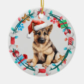 Weihnachtsmannmütze German Shepherd Welppy Bone Kr Keramik Ornament (Vorne)
