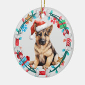 Weihnachtsmannmütze German Shepherd Welppy Bone Kr Keramik Ornament (Links)