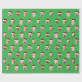 Weihnachtsmannmütze-Gesicht Custom Familie 5 Fotos Geschenkpapier (Flach)