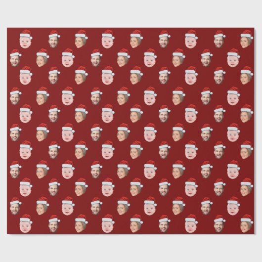 Weihnachtsmannmütze Gesichtsgeschenk, Custom Face Geschenkpapier (Flach)