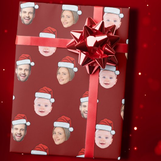 Weihnachtsmannmütze Gesichtsgeschenk, Custom Face Geschenkpapier