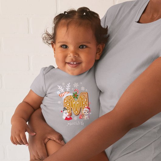 Weihnachtsmannmütze Gingerbrot Alphabet Baby Strampler