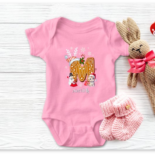 Weihnachtsmannmütze Gingerbrot Alphabet Baby Strampler