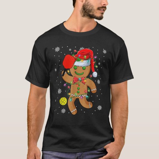 Weihnachtsmannmütze Gingerbrot Pickleball Weihnach T-Shirt (Vorderseite)