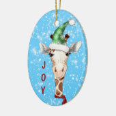 Weihnachtsmannmütze Giraffe Snowflake Background K Keramik Ornament (Links)