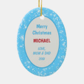 Weihnachtsmannmütze Giraffe Snowflake Background K Keramik Ornament (Hinten)