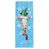 Weihnachtsmannmütze Giraffe Snowflake Blaue Weinka Geschenktüte Für Weinflaschen (Rückseite)