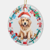 Weihnachtsmannmütze Golden Retriever Puppy Bone Kr Keramik Ornament (Links)