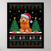 Weihnachtsmannmütze Goldendoodle Dog Xmas Tree Lig Poster (Vorne)