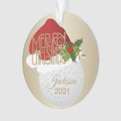 Weihnachtsmannmütze Golf 🏌️ Ball ♂️| DIREKT Ornament (Vorderseite)