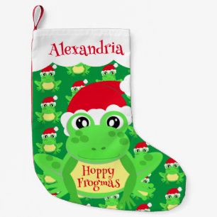Weihnachtsmannmütze Green Frog Cartoon Muster Name Kleiner Weihnachtsstrumpf