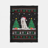 Weihnachtsmannmütze Große Pyrenäen Hund Xmas Tree  Fleecedecke (Vorderseite)