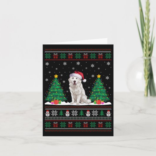 Weihnachtsmannmütze Große Pyrenäen Hund Xmas Tree  Karte (Vorderseite)