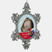 Weihnachtsmannmütze Grover | Name hinzufügen Schneeflocken Zinn-Ornament (Links)