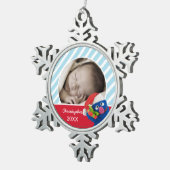 Weihnachtsmannmütze Grover | Name hinzufügen Schneeflocken Zinn-Ornament (Rechts)