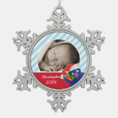 Weihnachtsmannmütze Grover | Name hinzufügen Schneeflocken Zinn-Ornament (Vorderseite)