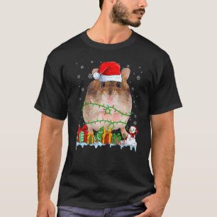 Weihnachtsmannmütze Hamster Weihnachtsbeleuchtung T-Shirt