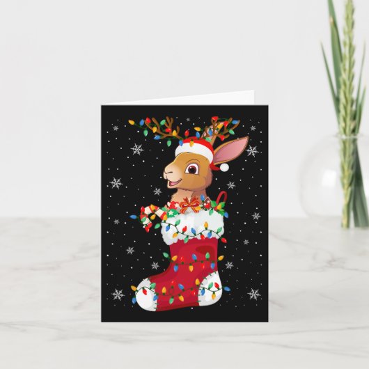 Weihnachtsmannmütze Hare Animal in Socken Xmas Tre Karte (Vorderseite)