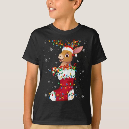 Weihnachtsmannmütze Hare Animal in Socken Xmas Tre T-Shirt (Vorderseite)