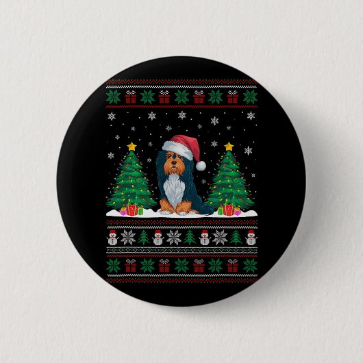 Weihnachtsmannmütze Havanese Hund Weihnachtsbaum L Button (Vorderseite)