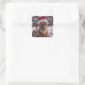 Weihnachtsmannmütze Hirschkleber Quadratischer Aufkleber (Tasche)