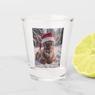 Weihnachtsmannmütze Hirschschglas Schnapsglas