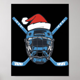 Weihnachtsmannmütze Hockey Sport Weihnachts Eishoc Poster