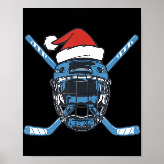 Weihnachtsmannmütze Hockey Sport Weihnachts Eishoc Poster (Vorne)