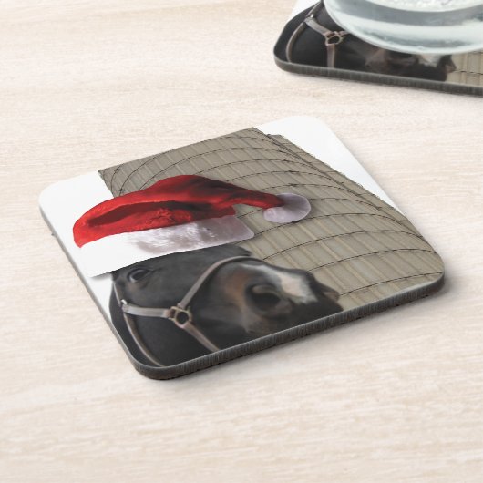 Weihnachtsmannmütze Horsey Untersetzer (Linke Seite)