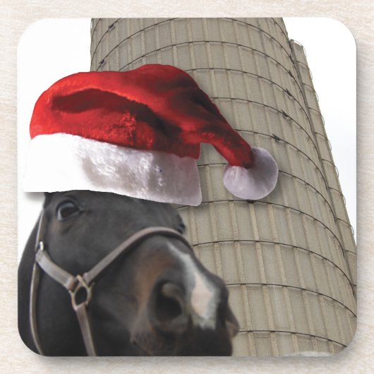 Weihnachtsmannmütze Horsey Untersetzer (Vorderseite)