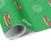 Weihnachtsmannmütze Hotdog Chicago-Art Weihnachts Geschenkpapier (Rolleneckpunkt)
