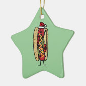Weihnachtsmannmütze Hotdog Chicago-Art Weihnachts Keramik Ornament (Links)