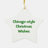 Weihnachtsmannmütze Hotdog Chicago-Art Weihnachts Keramik Ornament (Hinten)