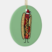 Weihnachtsmannmütze Hotdog Chicago-Art Weihnachts Keramikornament (Rechts)