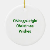 Weihnachtsmannmütze Hotdog Chicago-Art Weihnachts Keramikornament (Hinten)