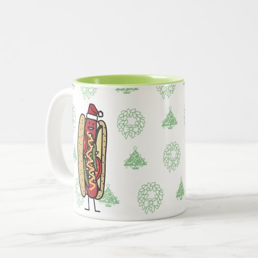 Weihnachtsmannmütze Hotdog Chicago-Art Weihnachts Zweifarbige Tasse (Vorderseite Links)
