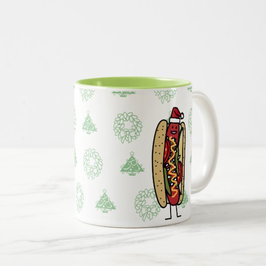 Weihnachtsmannmütze Hotdog Chicago-Art Weihnachts Zweifarbige Tasse (VorderseiteRechts)