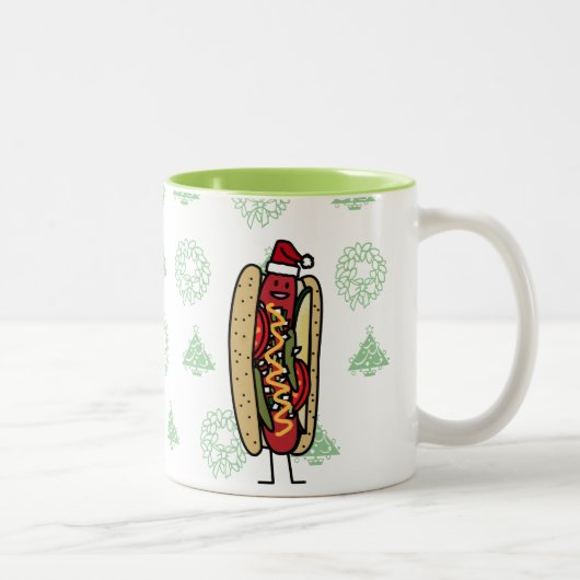 Weihnachtsmannmütze Hotdog Chicago-Art Weihnachts Zweifarbige Tasse (Rechts)