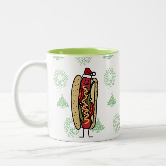Weihnachtsmannmütze Hotdog Chicago-Art Weihnachts Zweifarbige Tasse (Links)